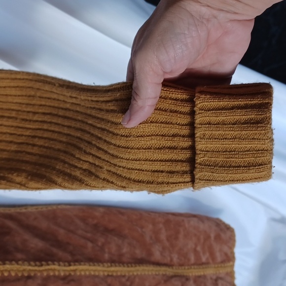 Vintage 70s Knit/velvet Coat/sweater Penny Lane Embroidered, dual zip - Picture 3 of 8